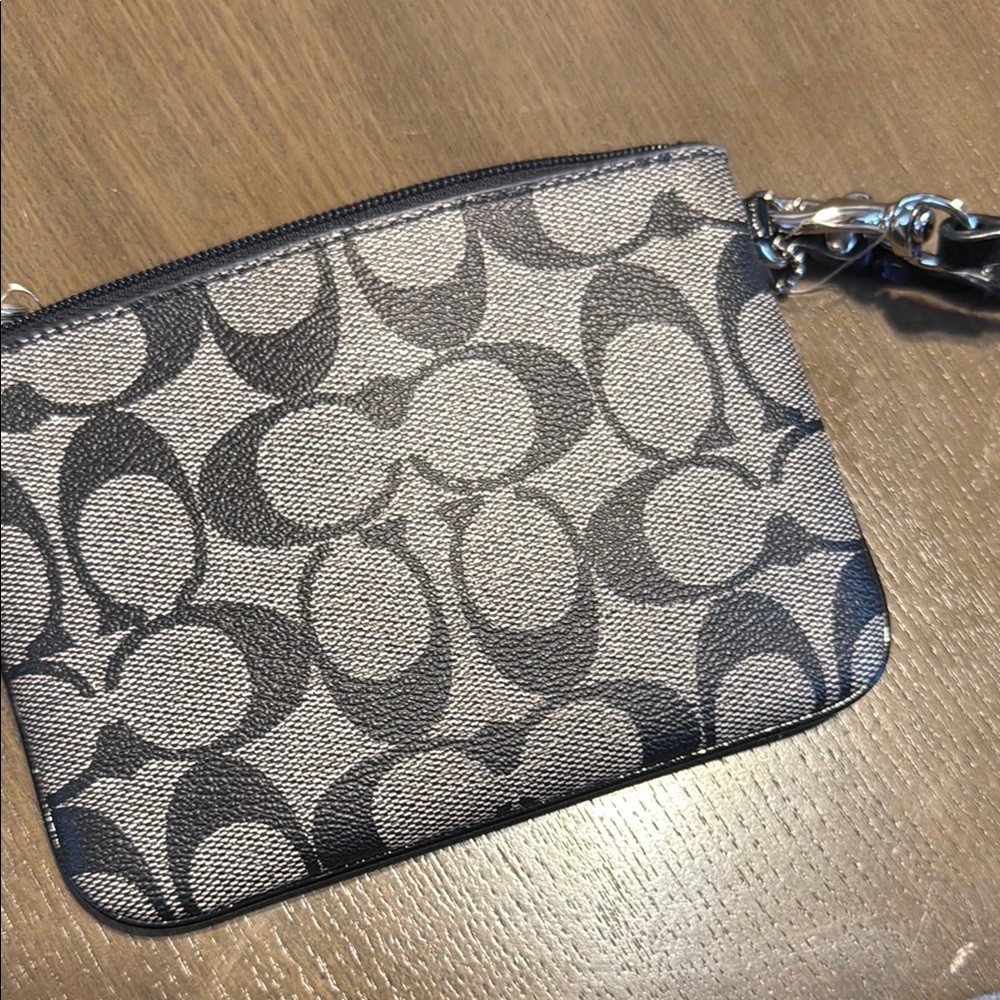 Coach Monogram Wristlet in Black and Cream
